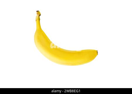 Top View of Yellow Banana, aufgenommen in Studio isoliert auf weißem Hintergrund Stockfoto