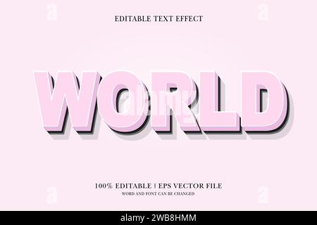 Welt bearbeitbarer 3D-Texteffekt für Vektorillustration Stock Vektor