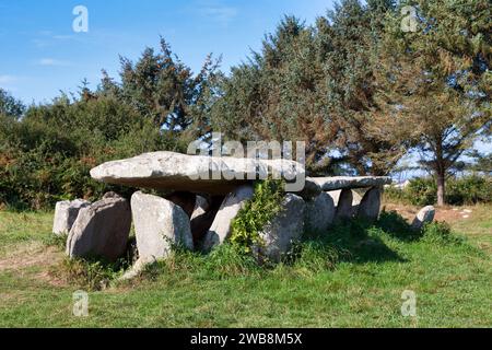 Das Grab der Galerie Île-Grande (auch Ty-Lia oder Ty-AR-C'horrandoned genannt) befindet sich im Zentrum von Île-Grande in der Stadt Pleumeur-Bodou in t Stockfoto