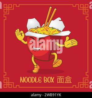 Nudelbox Mascot Vektor-Design Stock Vektor