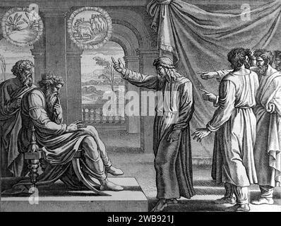 Illustration von Joseph, der die Träume des Pharaos interpretiert (Genesis) Stockfoto