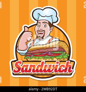 Sandwich Chef Mascot-Logo Stock Vektor