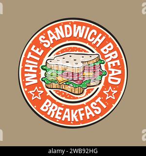 Handgezeichnetes Weißes Sandwich-Brot Stock Vektor