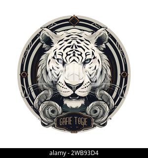 Tiger Maskottchen-Sport-Logo. Logo zur Illustration des Tigertiermaskottchen-Kopfes. Wildes Katzenkopfmaskottchen, Tigerkopflogo-Design für das eSports-Team. Stock Vektor