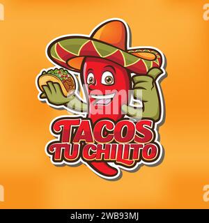 Das Chili Taco Mascot Logo Design Stock Vektor