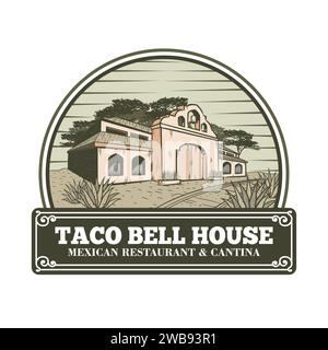 Taco Bell House Restaurant, Café und Cantina Logo Design Stock Vektor