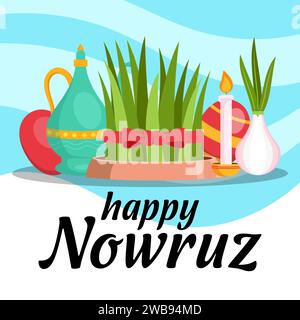 Flacher Vektor Nowruz Feier Illustration Design Stock Vektor