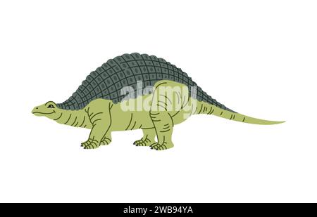 Cartoon Dinosaurier Nodosaurus, Dino Reptil Charakter und Kinder ausgestorbenes Spielzeug, isolierter Vektor. Lustiger süßer Nodosaurus oder pflanzenfressender Dinosaurier der Kreidezeit für die kindliche prähistorische Reptilienstudie Stock Vektor