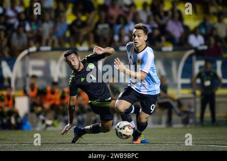 Lautaro Martinez, Spieler der argentinischen Nationalmannschaft während eines Spiels gegen Mexiko beim COTIF-Turnier 2016 in l'Alcudia, Valencia, Spanien. Stockfoto