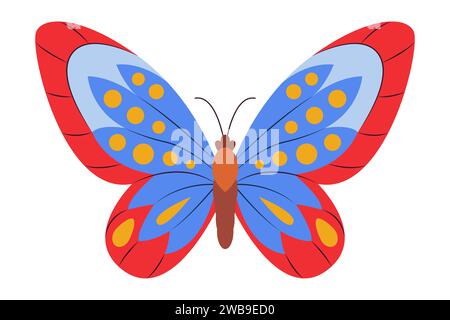 Buntes Schmetterlingslogo isoliert. Illustration des Schmetterlings. Schöne Insekten isoliert auf weißem Hintergrund. Frühling Sommersaison Schmetterling. Konstruktionselement. Vektorabbildung Stock Vektor
