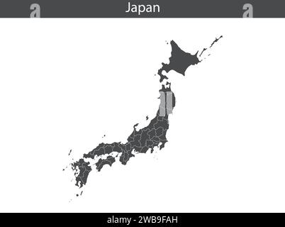 Japan-Karte isoliert auf weißem Hintergrund. Vektorabbildung. Stock Vektor