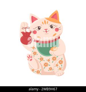 Lucky japan traditionelle Katze. Japanisches Symbol des Reichtums und des Reichtums Karikaturvektor Illustration Stock Vektor