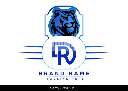 Tiger DR Blue Logo-Design. Vektor-Logo für Unternehmen. Stock Vektor