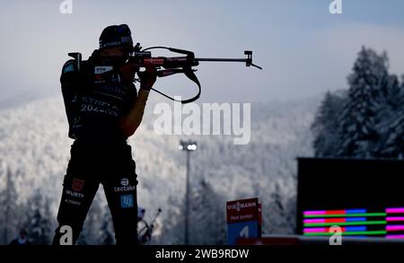 Ruhpolding, Deutschland. Januar 2024. Biathlon: WM, Training, Männer in der Chiemgau Arena. Justus Strelow (Deutschland) in Aktion. Quelle: Sven Hoppe/dpa/Alamy Live News Stockfoto