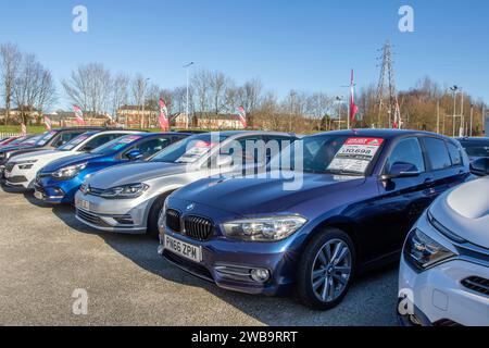 2016 BMW 118I Sport 118I 1,5 Start/Stop Blue Car Hatchback Benzinmotor 1499 ccm; Verkauf von Gebrauchtwagen in Preston, Großbritannien Stockfoto