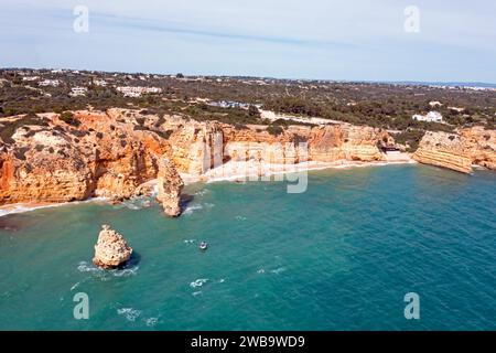 Luftaufnahme von praia de Marinha an der Algarve Portugal Stockfoto