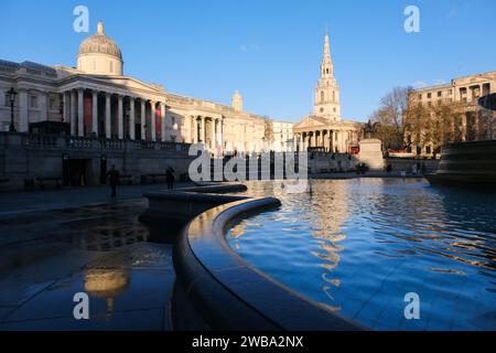 Trafalgar Square, London, Großbritannien. Januar 2024. Wetter in Großbritannien: Kalter und sonniger Tag in London. Quelle: Matthew Chattle/Alamy Live News Stockfoto