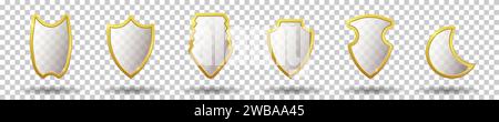 Set realistischer goldener Wappenschilde. Vektorabbildung. Stock Vektor