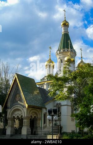 Die Russische Kirche in Sofia, Bulgarien (Kirche St. Nicholas der Wundermacher) wurde 1914 erbaut Stockfoto