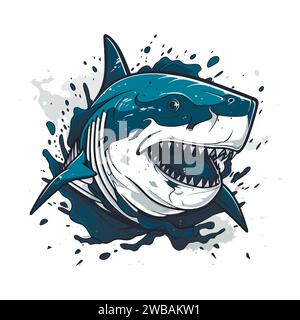 Logo-Vorlage für „Agressive Shark esport Gaming Vector Maskottchen“. Stock Vektor