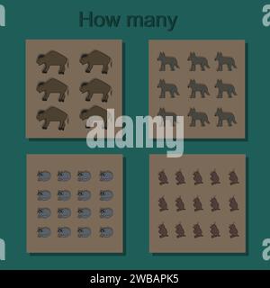 Mathematische Aufgaben für Vorschulkinder. Einem Kind das Zählen beibringen Stock Vektor