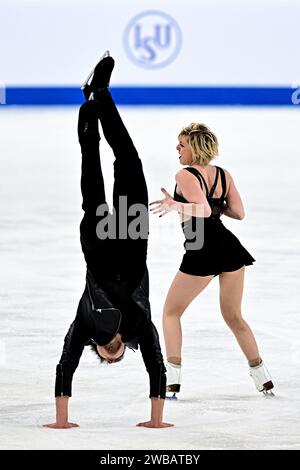 Solene MAZINGUE & Marko Jevgeni GAIDAJENKO (EST), während des Eistanz-Trainings bei den ISU Europameisterschaften 2024, in der Algiris Arena, am 9. Januar 2024 in Kaunas, Litauen. Quelle: Raniero Corbelletti/AFLO/Alamy Live News Stockfoto