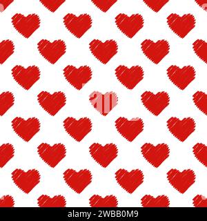 Handgezeichnete Herzen Nahtloses Muster. Vektorabbildung Stock Vektor