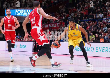 Mailand, Italien. Januar 2024. Sterling Brown (Alba Berlin) während der EA7 Emporio Armani Milano vs Alba Berlin, Basketball Euroleague Spiel in Mailand, Italien, 9. Januar 2024 Credit: Independent Photo Agency/Alamy Live News Stockfoto