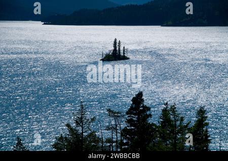 Wild Goose Island Silhouette in St Mary Lake, Glacier National Park, Montana Stockfoto
