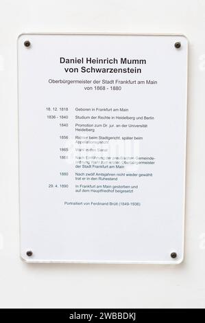 Porträts der ehemaligen Oberbürgermeister 01.12.2022 Frankfurt Porträts der ehemaligen Oberbürgermeister der Stadt Frankfurt in der Wandelhalle des Römers. Im Bild: Daniel Heinrich Mumm von Schwarzenstein 1868-1880. Frankfurt Frankfurt Hessen Deutschland *** Porträts der ehemaligen Bürgermeister 01 12 2022 Frankfurt Porträts der ehemaligen Bürgermeister der Stadt Frankfurt in der Wandelhalle des Römers im Bild Daniel Heinrich Mumm von Schwarzenstein 1868 1880 Frankfurt Frankfurt Frankfurt Hessen Deutschland Stockfoto