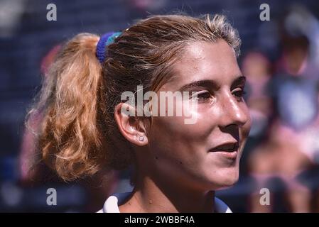 Monica Seles (USA) trat 1990 bei den US Open Tennis an. Stockfoto