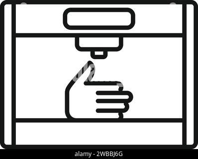 Hand Bioprinting Symbol Konturvektor. Medizinisch-organwissenschaftlich. Zukünftige dna Stock Vektor