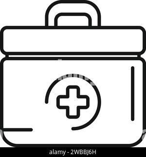 Medizinische Box Aid Symbol Umrissvektor. Organherz. Zukünftiger Monitor Stock Vektor