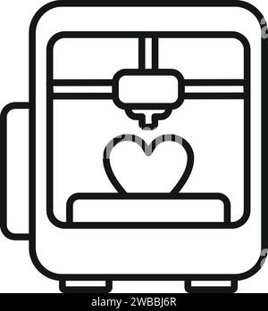 Konturvektor des Symbols für Herzbioprinting. Wissenschaft überwachen. Medica Future dna Stock Vektor