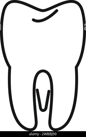 Konturvektor des Symbols für die Zahntransplantation. Bioprinting Anatomie. Zukünftiger Bio-Monitor Stock Vektor