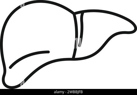 Umrissvektor des Symbols für Lebertransplantationen. Chirurgische medizinische Wissenschaft. Bioprinting zellulär Stock Vektor