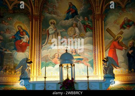 St. Ignatius Mission Kirchenaltar, St. Ignatius Mission, Montana Stockfoto