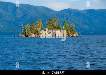 Flathead Lake nach Goose Island, Flathead Lake State Park-West Shore Unit, Montana Stockfoto