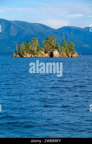 Flathead Lake nach Goose Island, Flathead Lake State Park-West Shore Unit, Montana Stockfoto