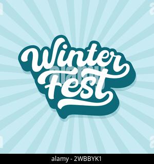 Wintersaison Festival Grußkarte Vektor Illustration. Banner, Poster, Flyer-Design für den Winterverkauf. Willkommensschablone für den Winter. Handgezeichnetes Retro Stock Vektor