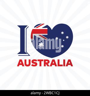 Ich liebe australische Vektor-Typografie-Illustration für die Feier des australischen Tages am 26. Januar. Happy Australia Day Vektor Typografie Illustration mit A Stock Vektor