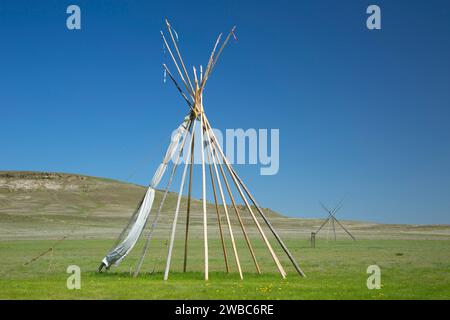 Tipi, First Peoples Buffalo Jump State Park, Montana Stockfoto