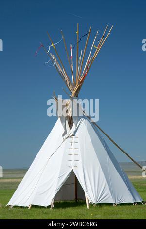 Tipi, First Peoples Buffalo Jump State Park, Montana Stockfoto