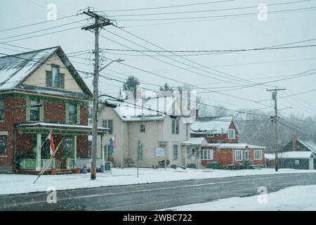 Verschneite Szene in Springville, New York Stockfoto