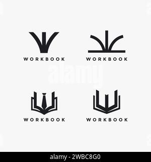 Letter W Open Book Logo Symbol Vektorsatz Stock Vektor