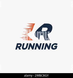 Logo mit kreativem Wortzeichen, R für Lauf, Lauflogo Stock Vektor