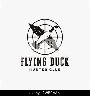Fliegende Gänseente Schießen Club Logo, Jäger Logo Vektor Vorlage Stock Vektor