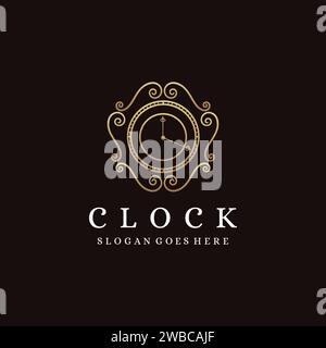Abstrakte klassische Vintage-Uhr-Logo-Vektorvorlage Stock Vektor