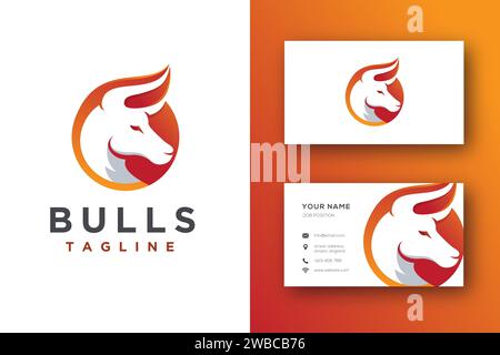Modernes geometrisches Bull-Logo und Visitenkartenvorlage Stock Vektor