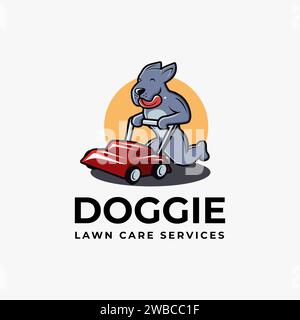 Doggie Rasenpflege Service Maskottchen Logo Vorlage Stock Vektor